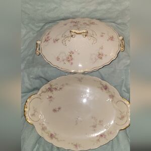 Theodore Haviland Limoges porcelain covered vegetable tureen and serving Platter